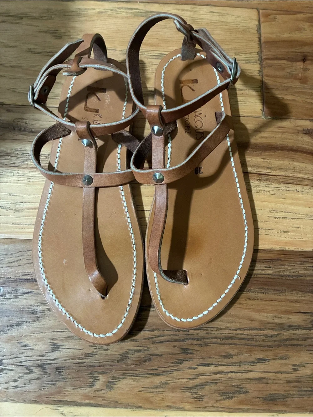 K. Jacques St. Tropez ankle-buckle leather sandals - size 38